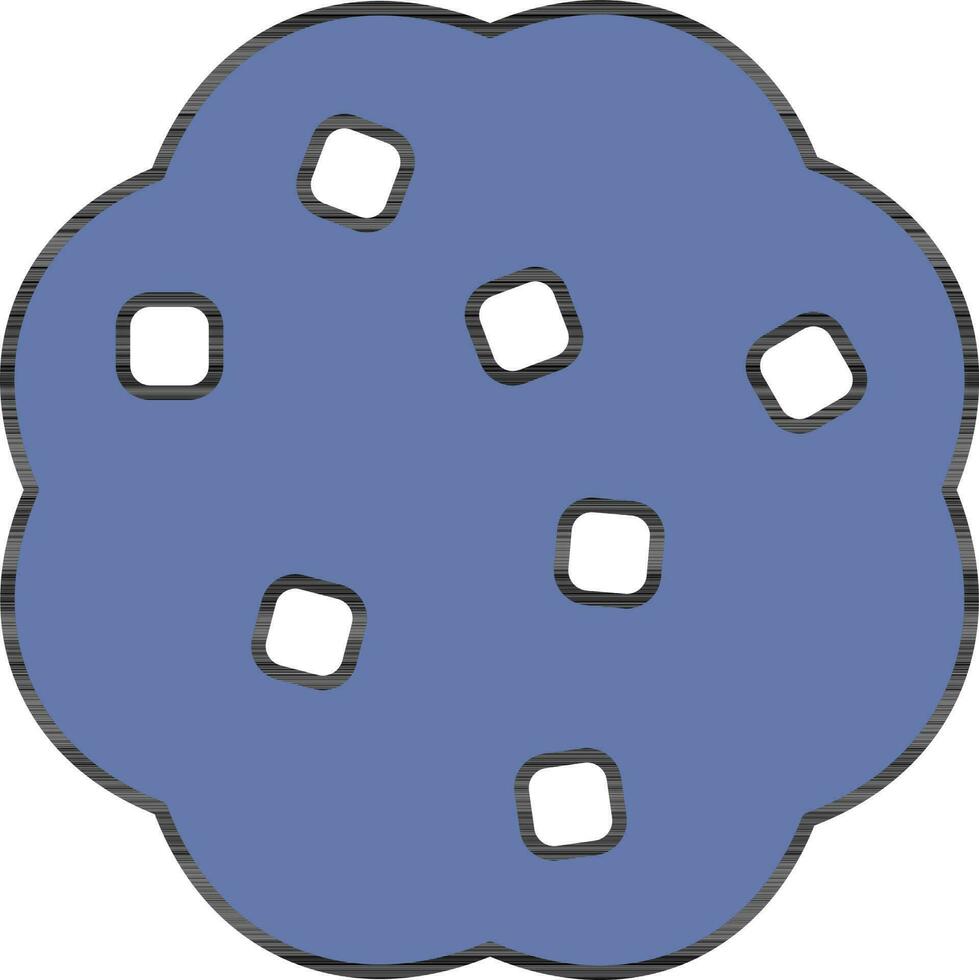 Blue And White Color Cookies Icon in Flat Style. vector