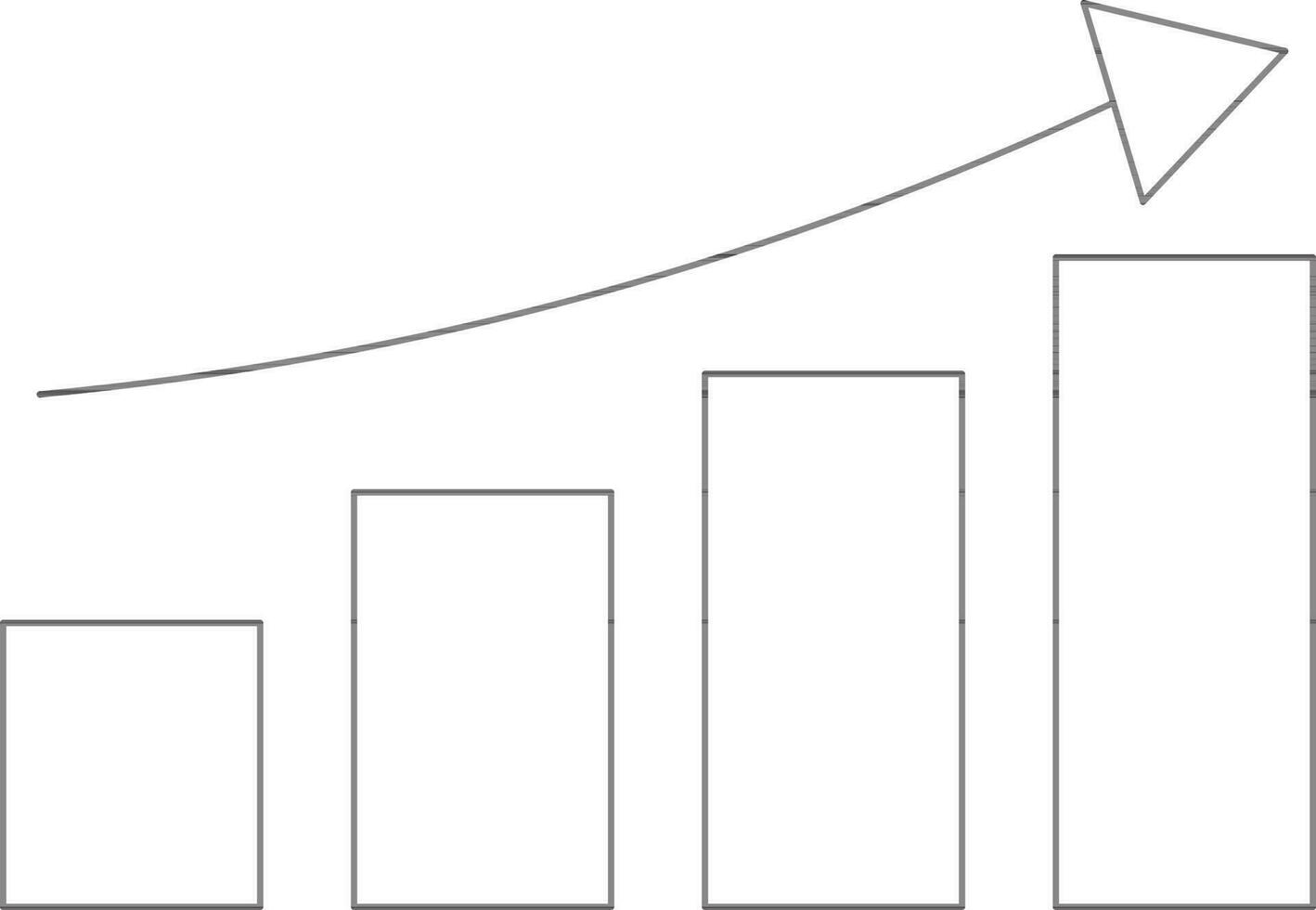 Line Art Growing Bar Graph Icon. vector