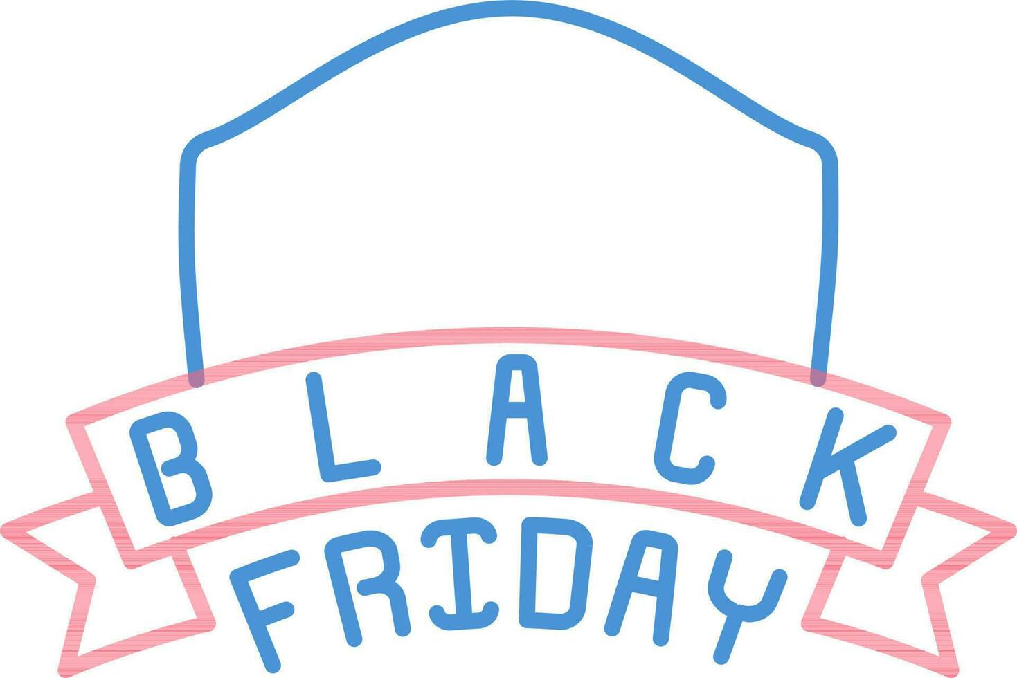 Black Friday Label or Sticker Icon in Red and Blue Line Art. vector