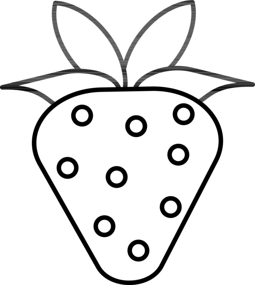 Strawberry Icon In Black Line Art. vector