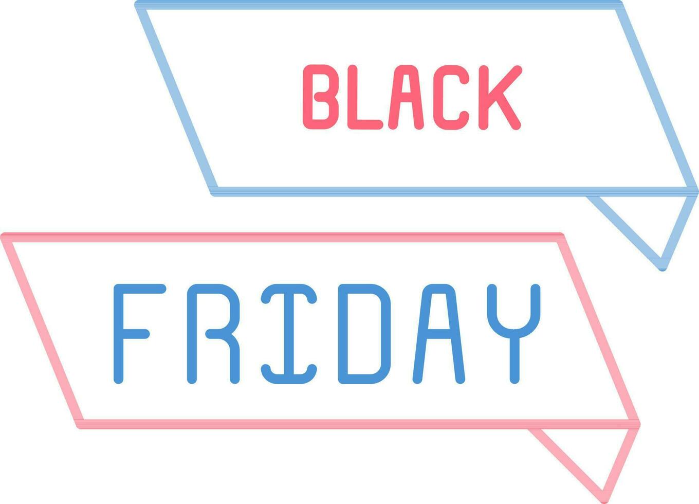 Black Friday Ribbon Icon in Blue and Red Thin Line Art. vector