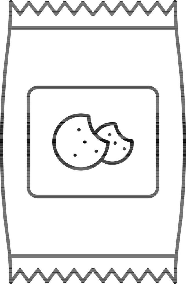 Cookie Packet Icon In Black Outline. vector
