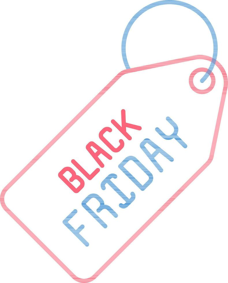 Red and Blue Black Friday Tag Icon in Thin Line Art. vector