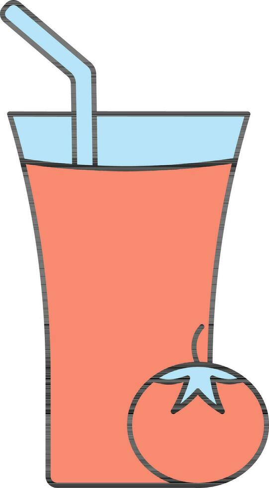 Tomato Juice Glass Icon In Red And Blue Color. vector