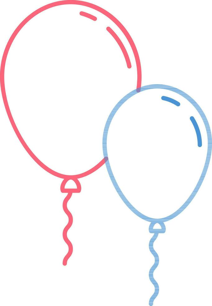 Line Art Balloons Icon in Red and Blue Color. vector