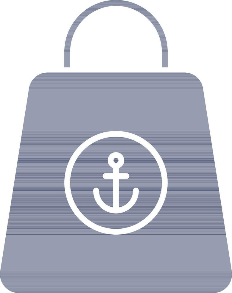 Carry Bag With Anchor Symbol Icon In Flat Style. vector