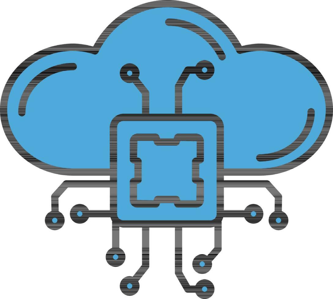 ilustración de nube chip icono en azul color. vector