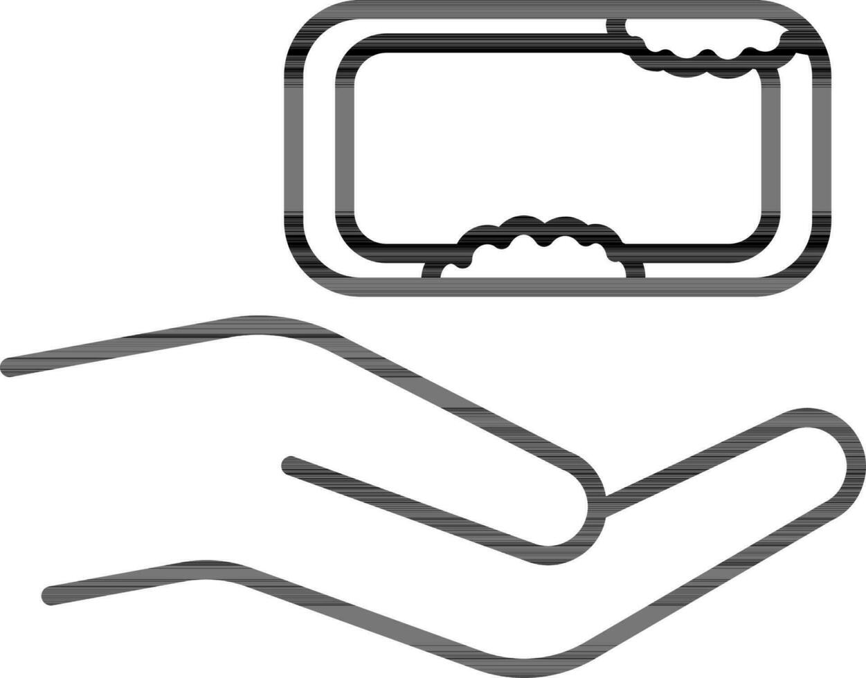 Line Art Illustration Of Hand With Soap Icon. vector