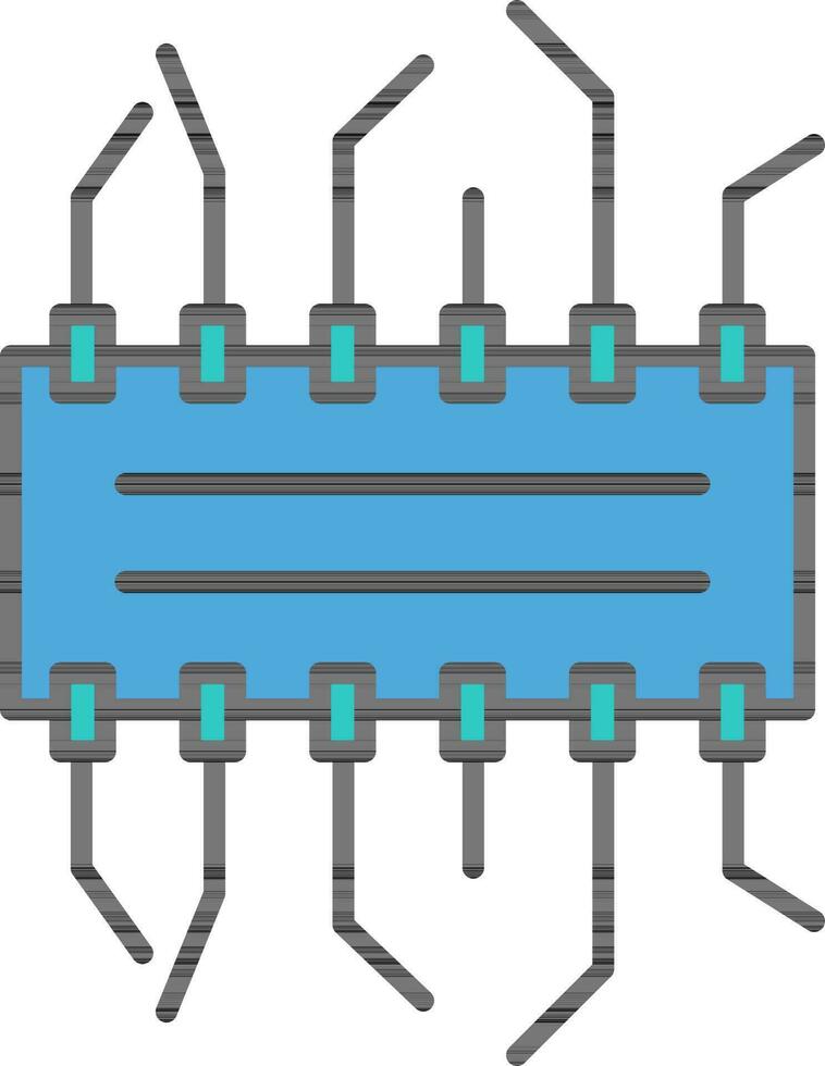 integrado circuito chip icono en azul color. vector