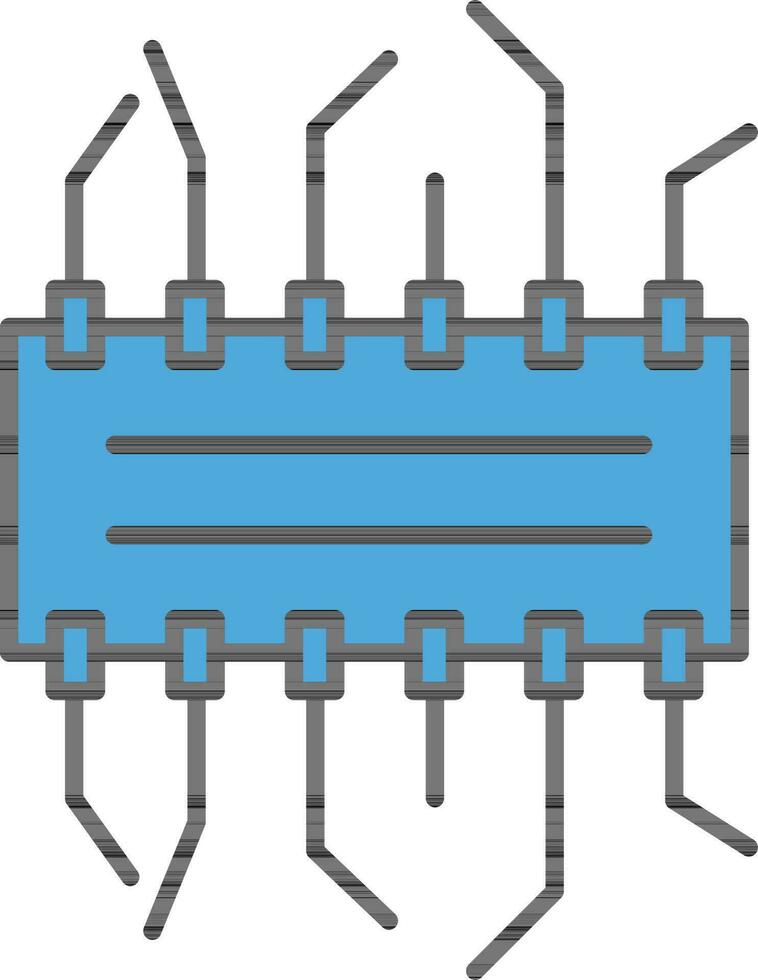 Integrated Circuit Chip Icon in Blue Color. vector