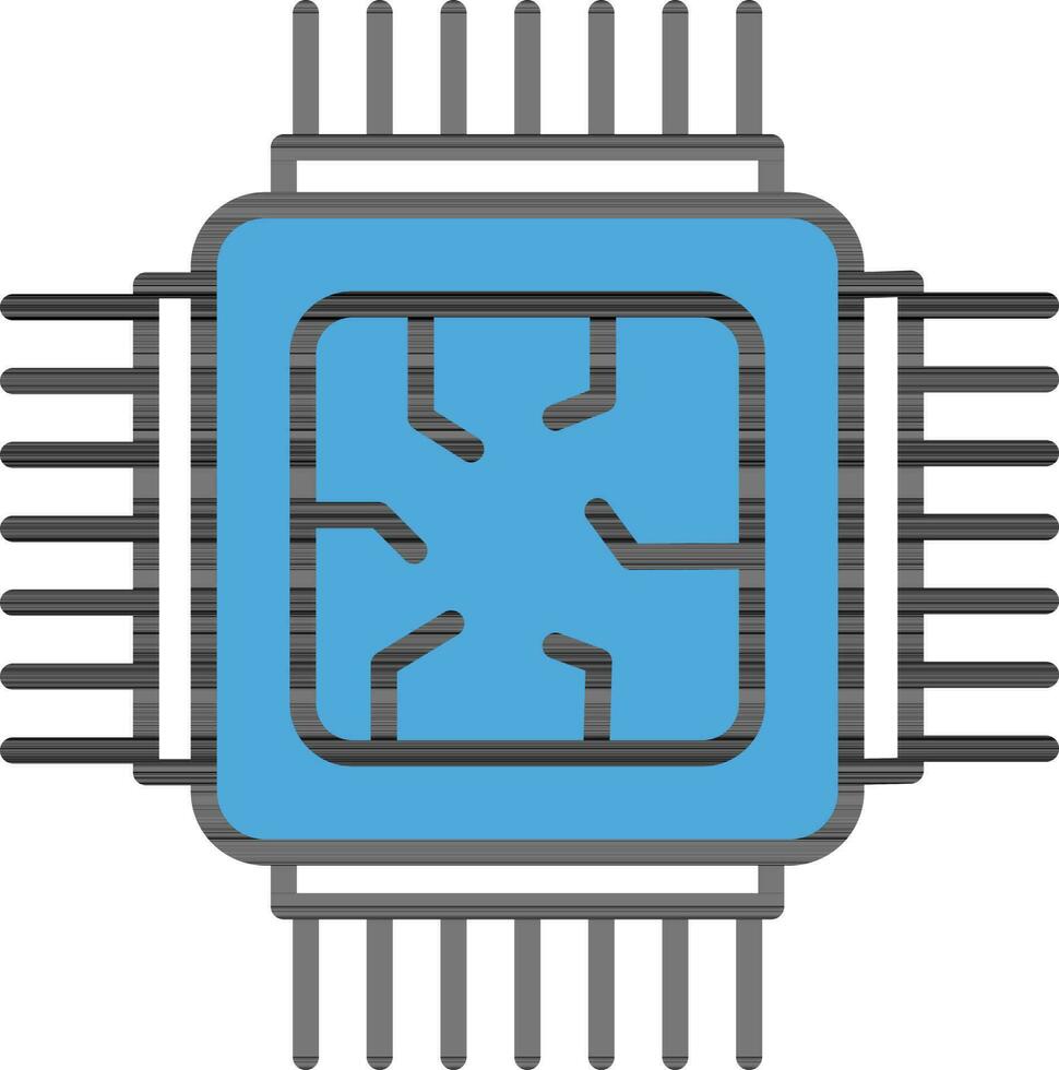 Processor Chip Icon in Blue Color. vector