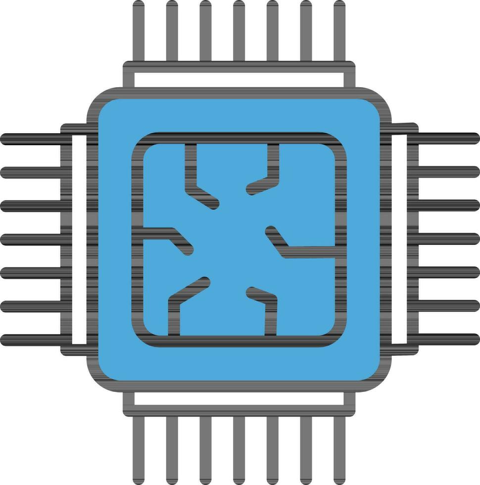 procesador chip icono en azul color. vector