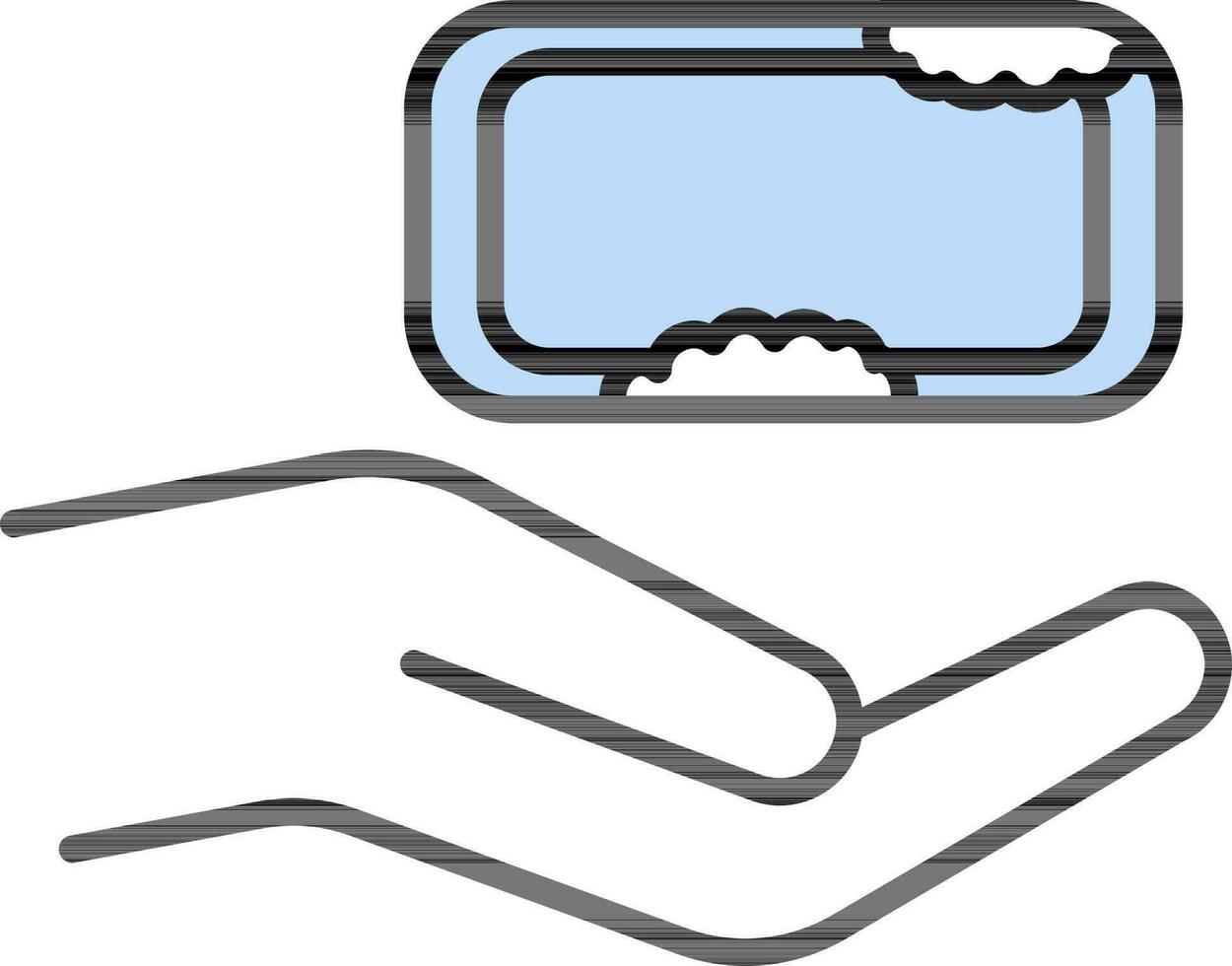 Illustration Of Hand With Soap Icon. vector