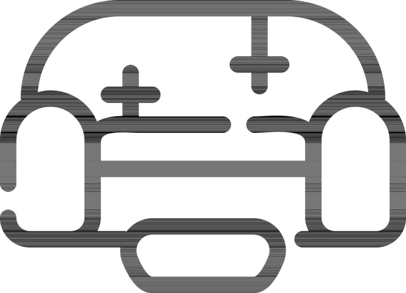 Black line art illustration of sofa icon. vector