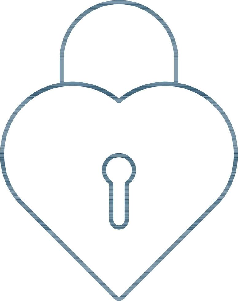 Isolated Heart Lock Icon in Blue Color Line Art. vector