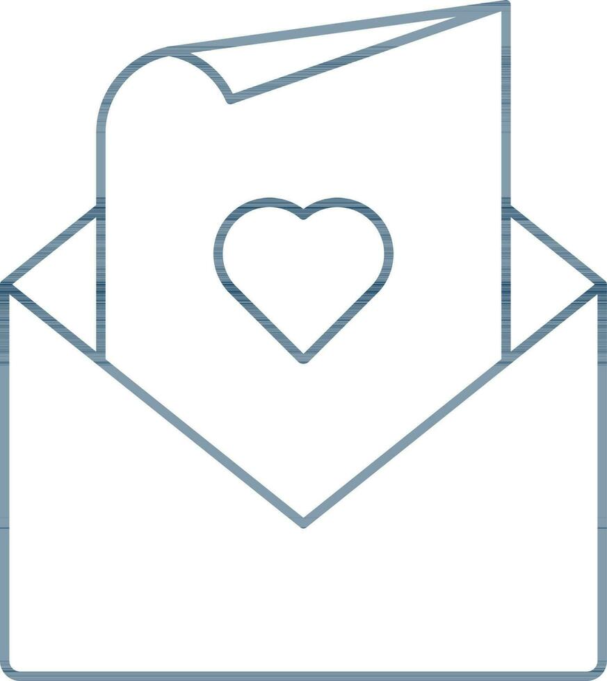 Isolated Love Letter or Greeting Icon in Line Art. vector