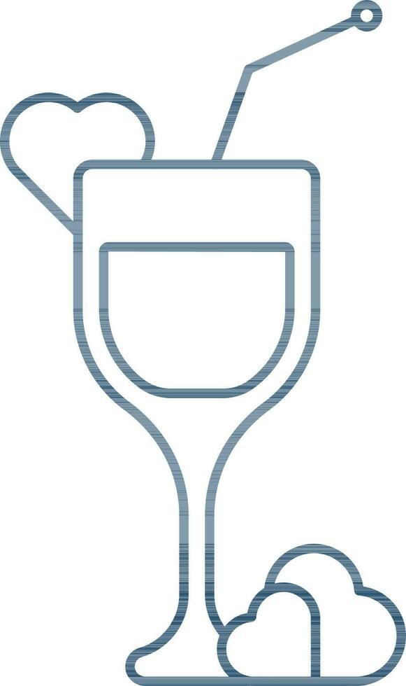 Vector Illustration of Drink Glass With Heart Icon in Line Art.