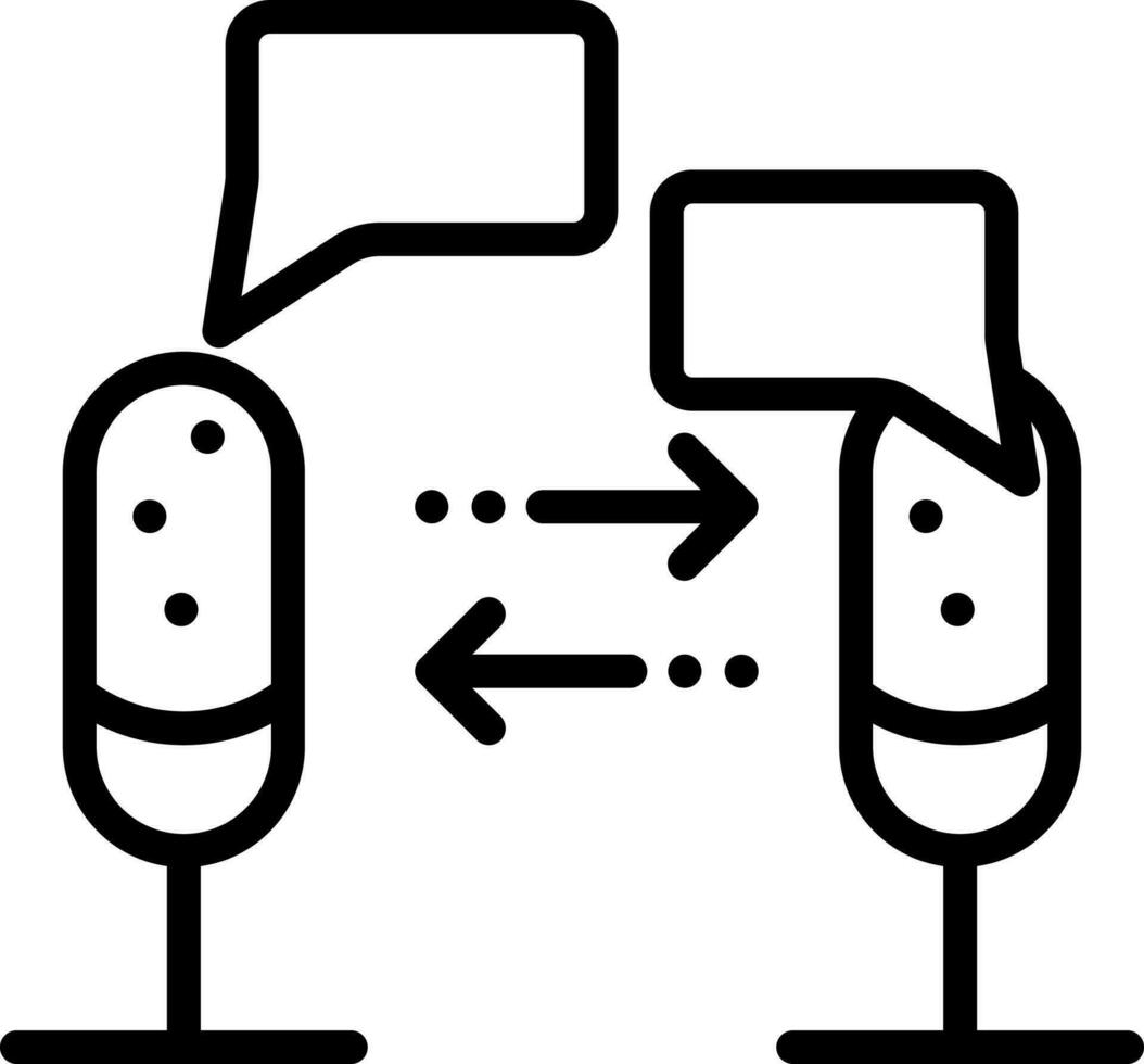 Communication Or Conversation Icon In Black Outline. vector