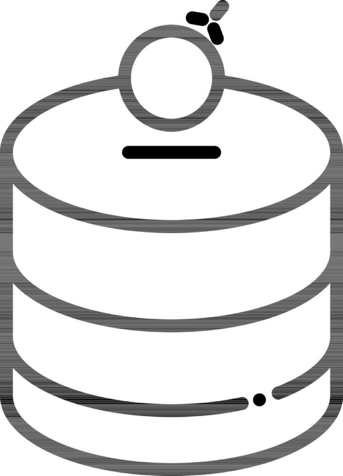 Money Donation Box Icon In Black Line Art. vector