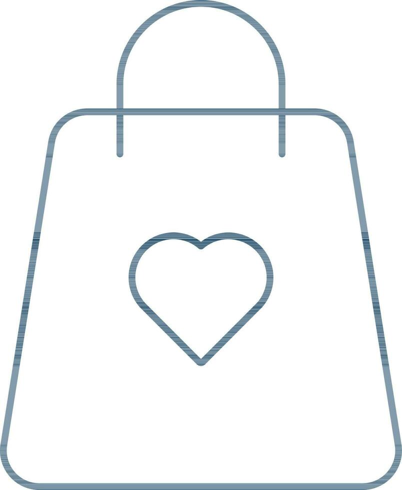 Illustration of Shopping Bag With Heart Icon in Blue Color. vector