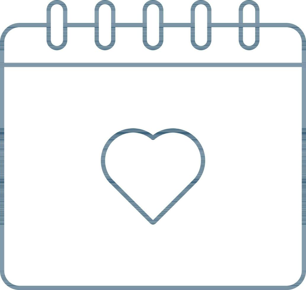 Vector Illustration of Calendar With Heart Icon in Line Art.