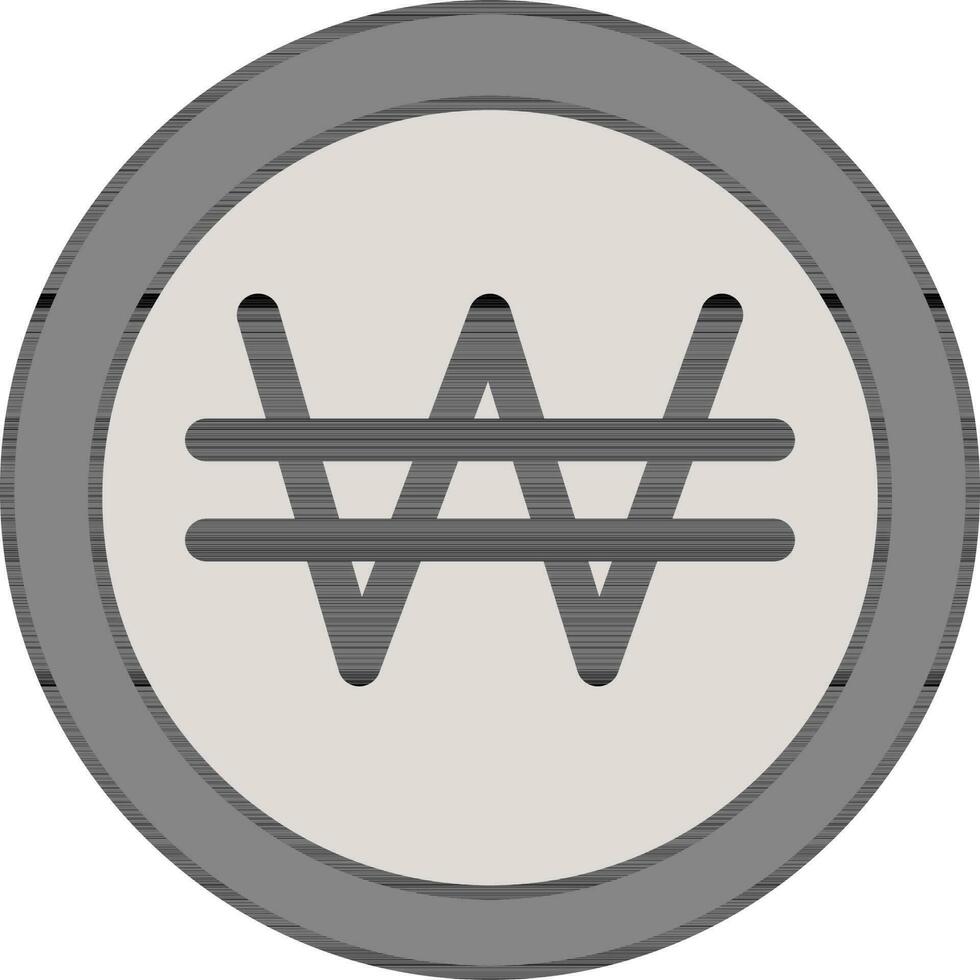 Vector Illustration of Grey Won Coin.