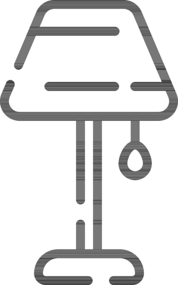 Table lamp with pull chain icon in black line art. vector