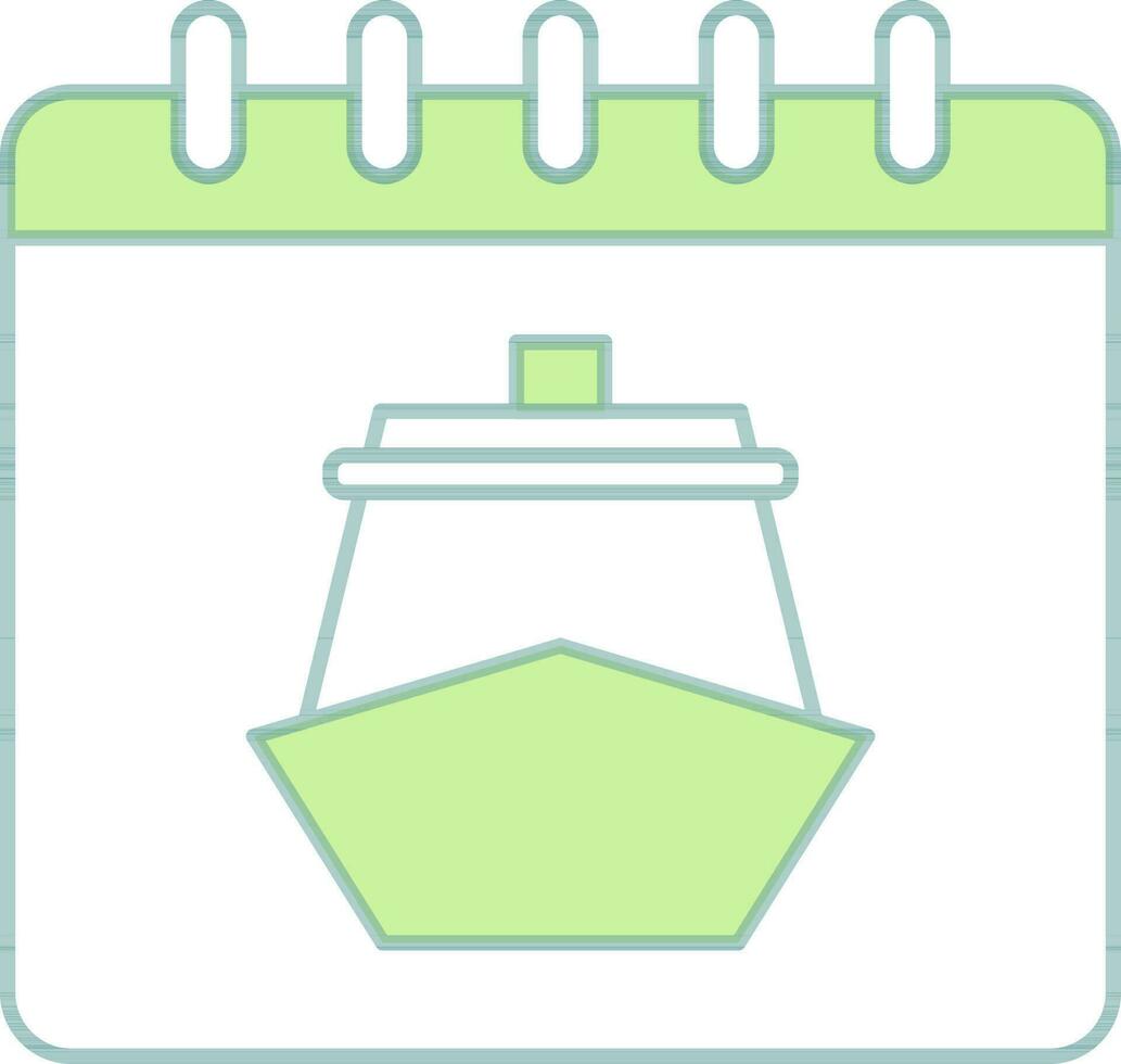 Cruise Calendar Icon In Green And White Color. vector