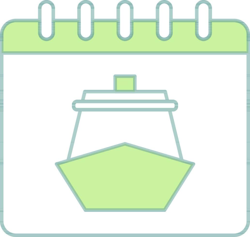 Cruise Calendar Icon In Green And White Color. vector