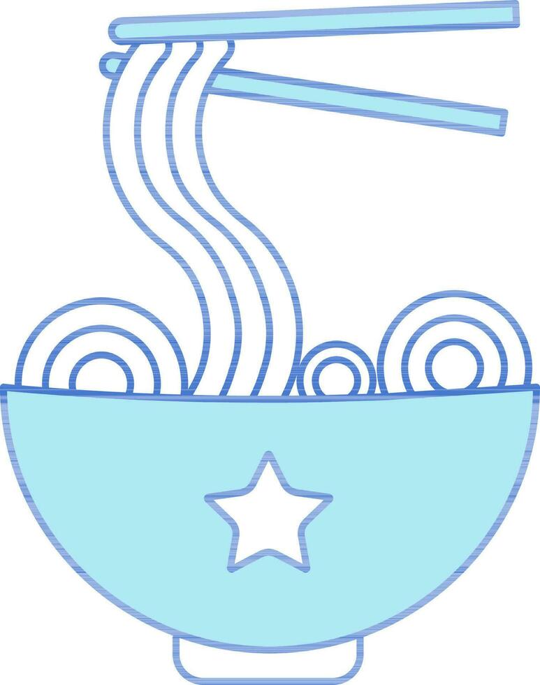 Noodles Bowl Icon In Blue And White Color. vector