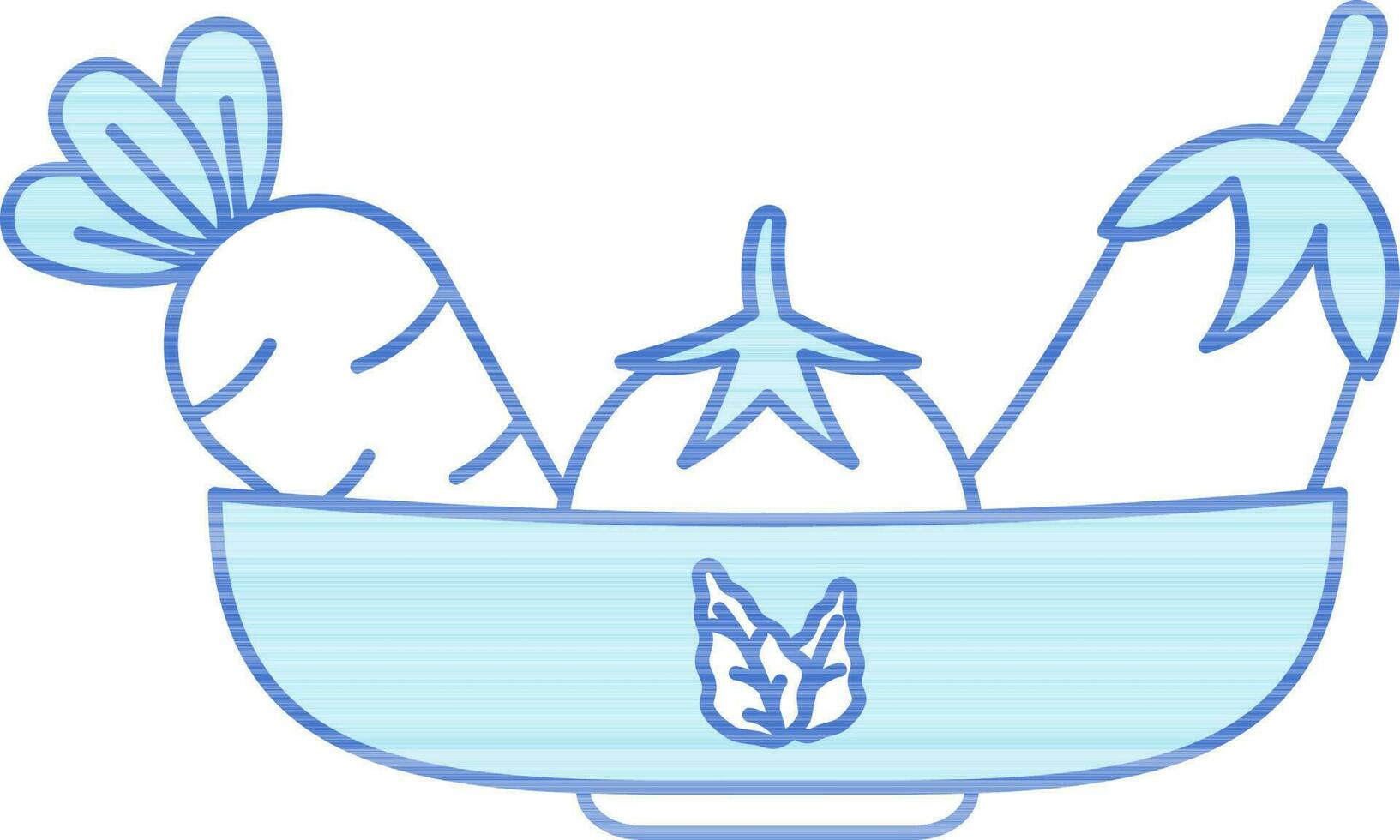 Vegetable Bowl Icon In Blue And White Color. vector