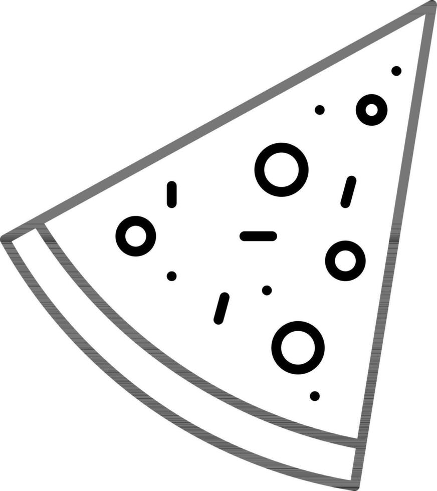 Black Line Art Pizza Slice Icon. vector