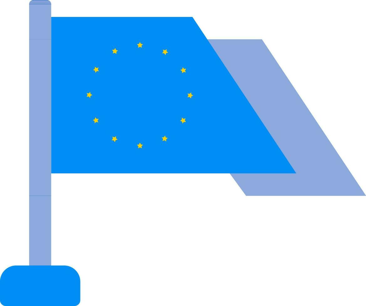 Waving European Flag Icon White Background. vector