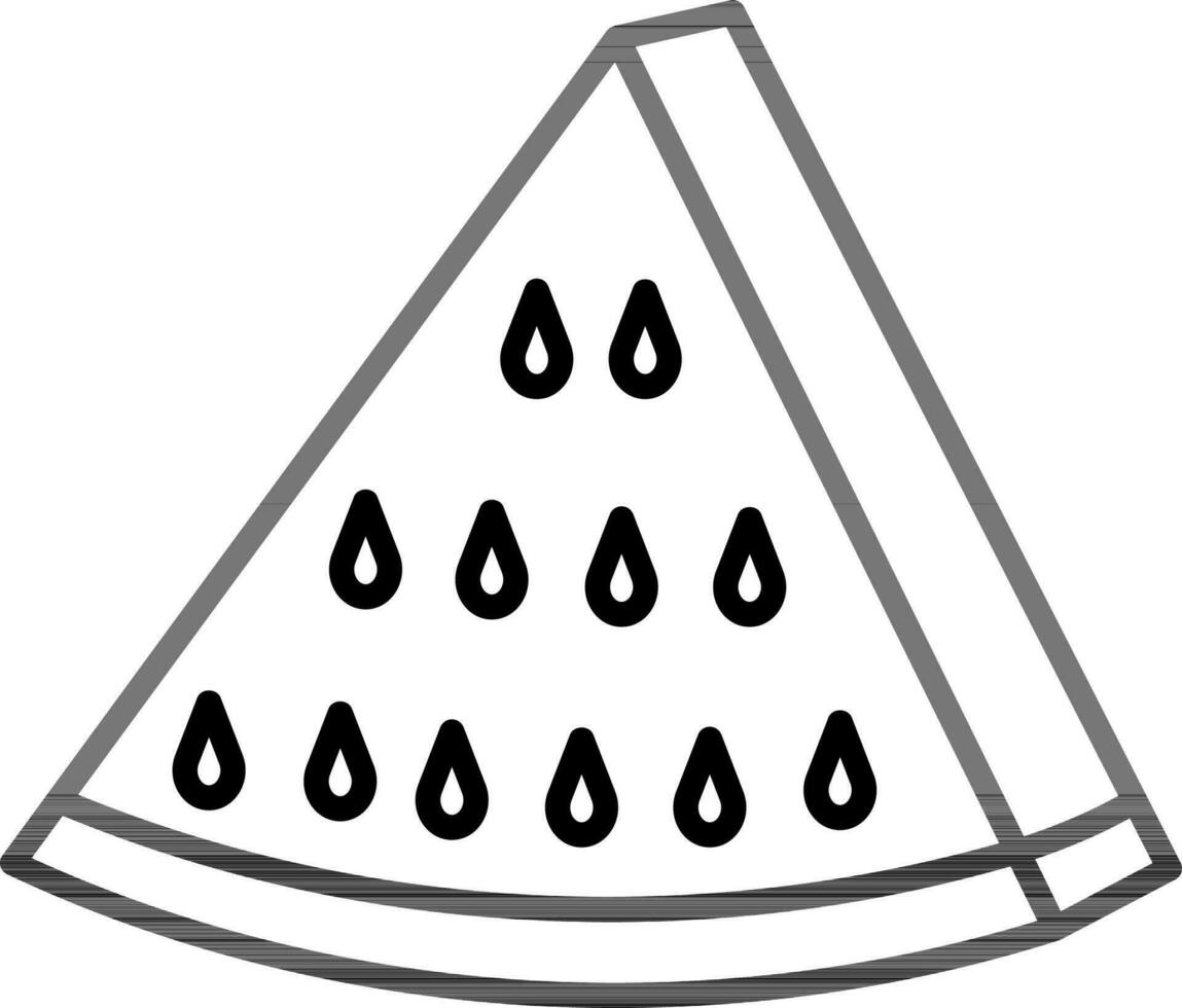 Slice Of Watermelon Icon in Black Line Art. vector