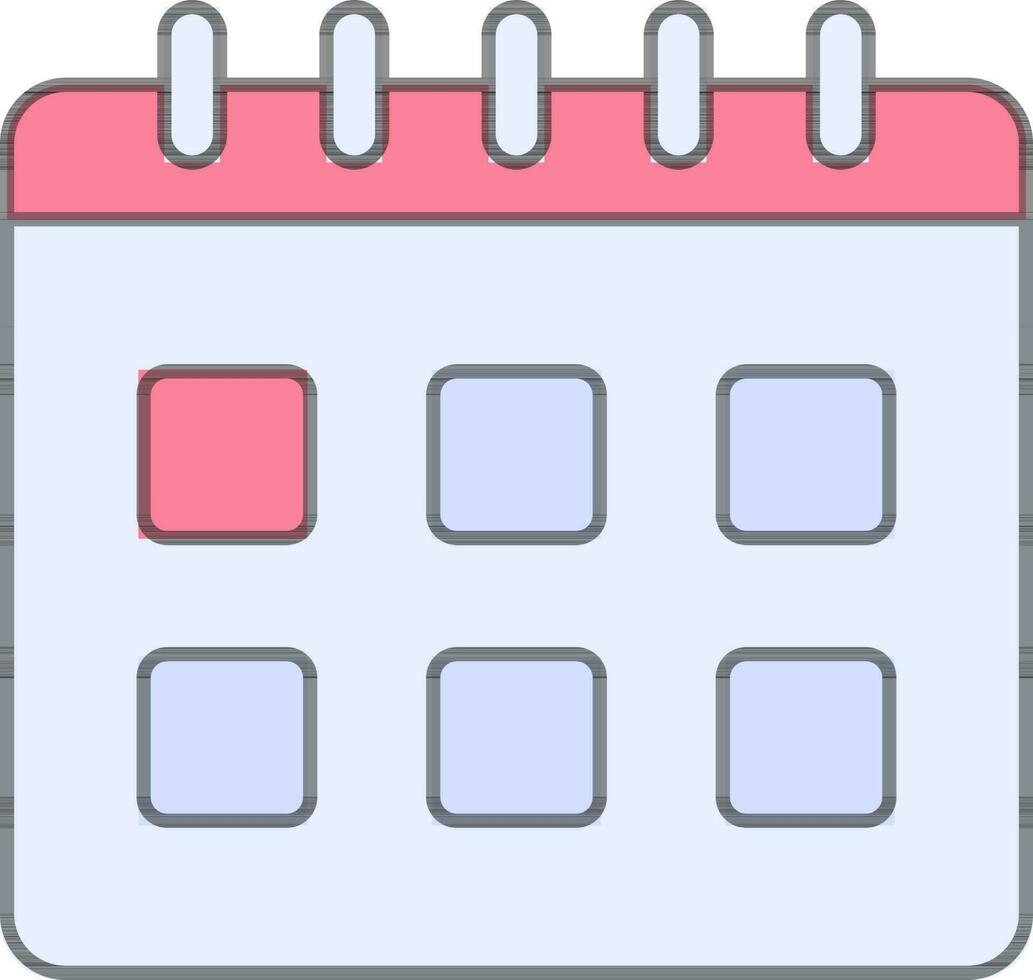 plano estilo escritorio calendario icono en azul y rosado color. vector