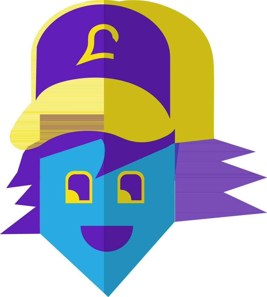 Character of a face player wearing hat. vector