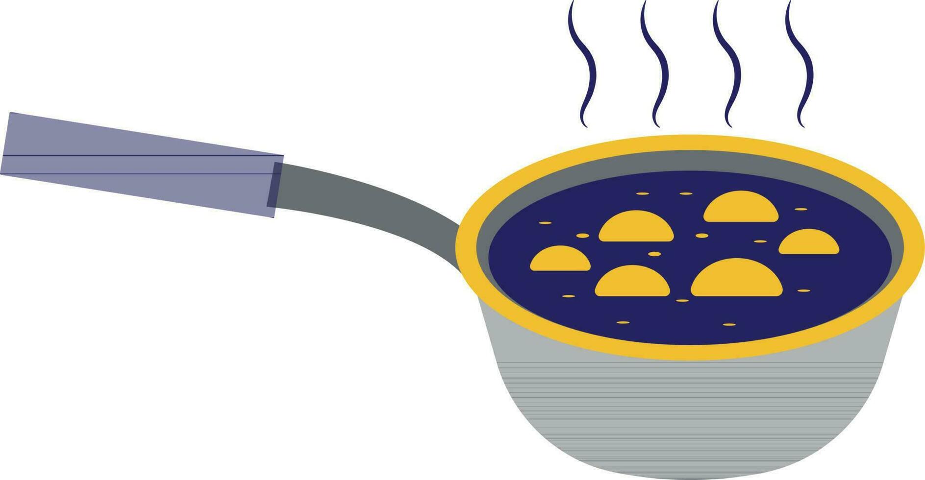 Hot frying pan in flat style. vector