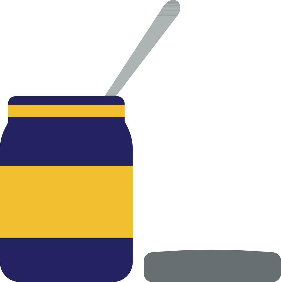 Open jar with spoon icon. vector