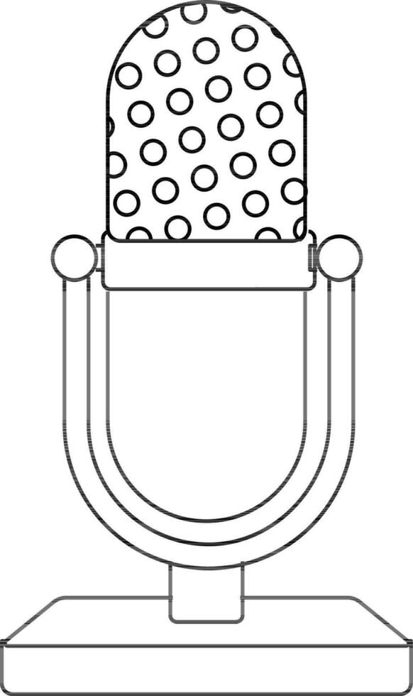 Illustration of microphone in black line art. vector