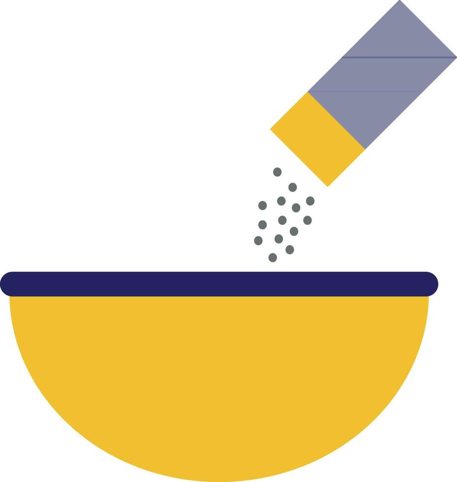 Salt shaker falling in bowl. vector