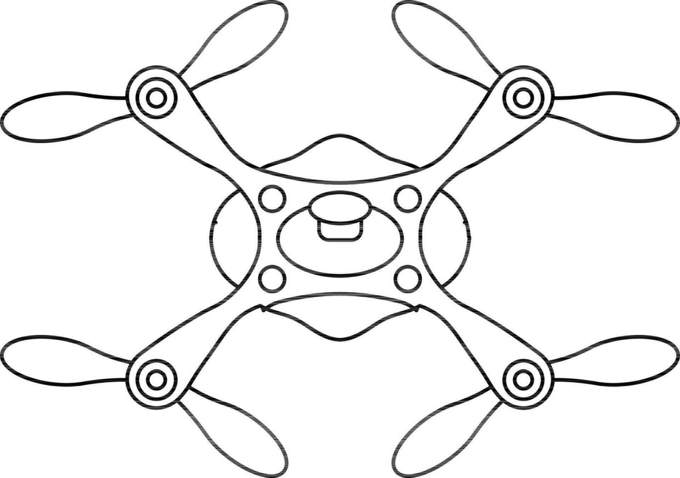 Drone camera in black line art. vector