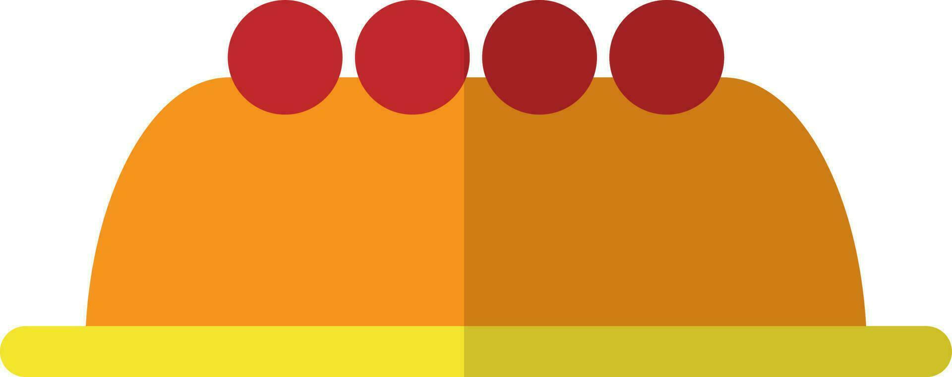 Orange party hat decorated with red dots. vector