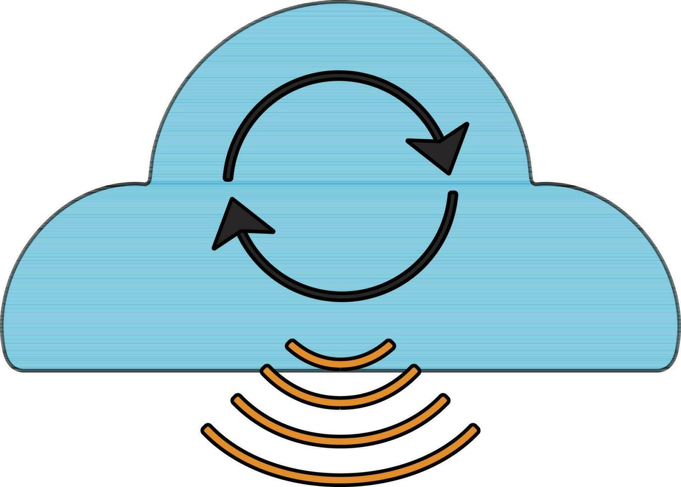 Uploading blue cloud with orange wifi. vector