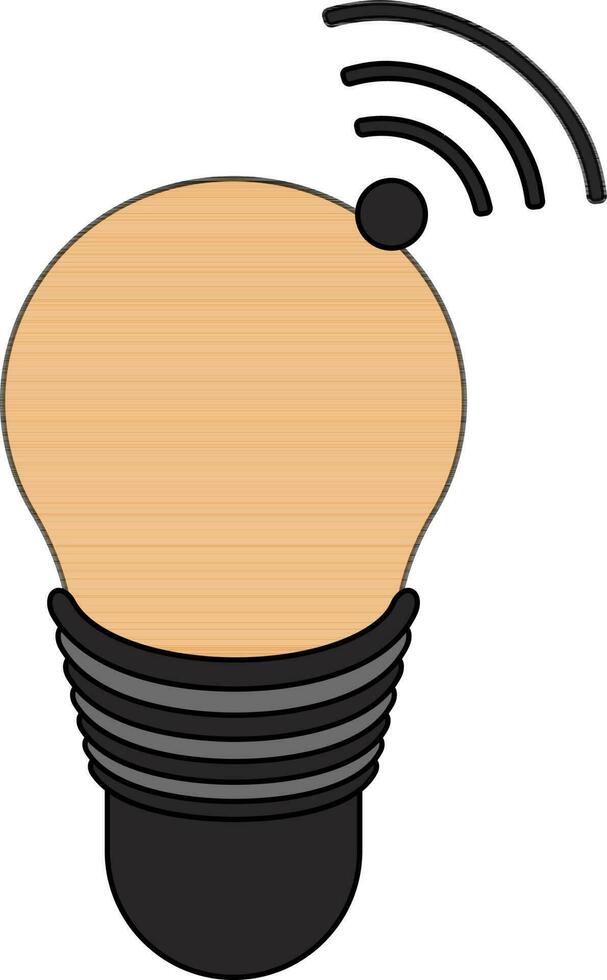 Orange electrical bulb with grey wifi. vector