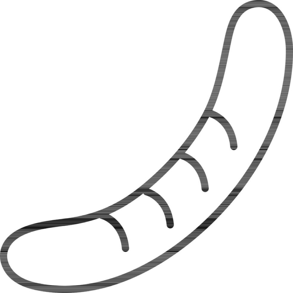 Sausage icon in black line art. vector