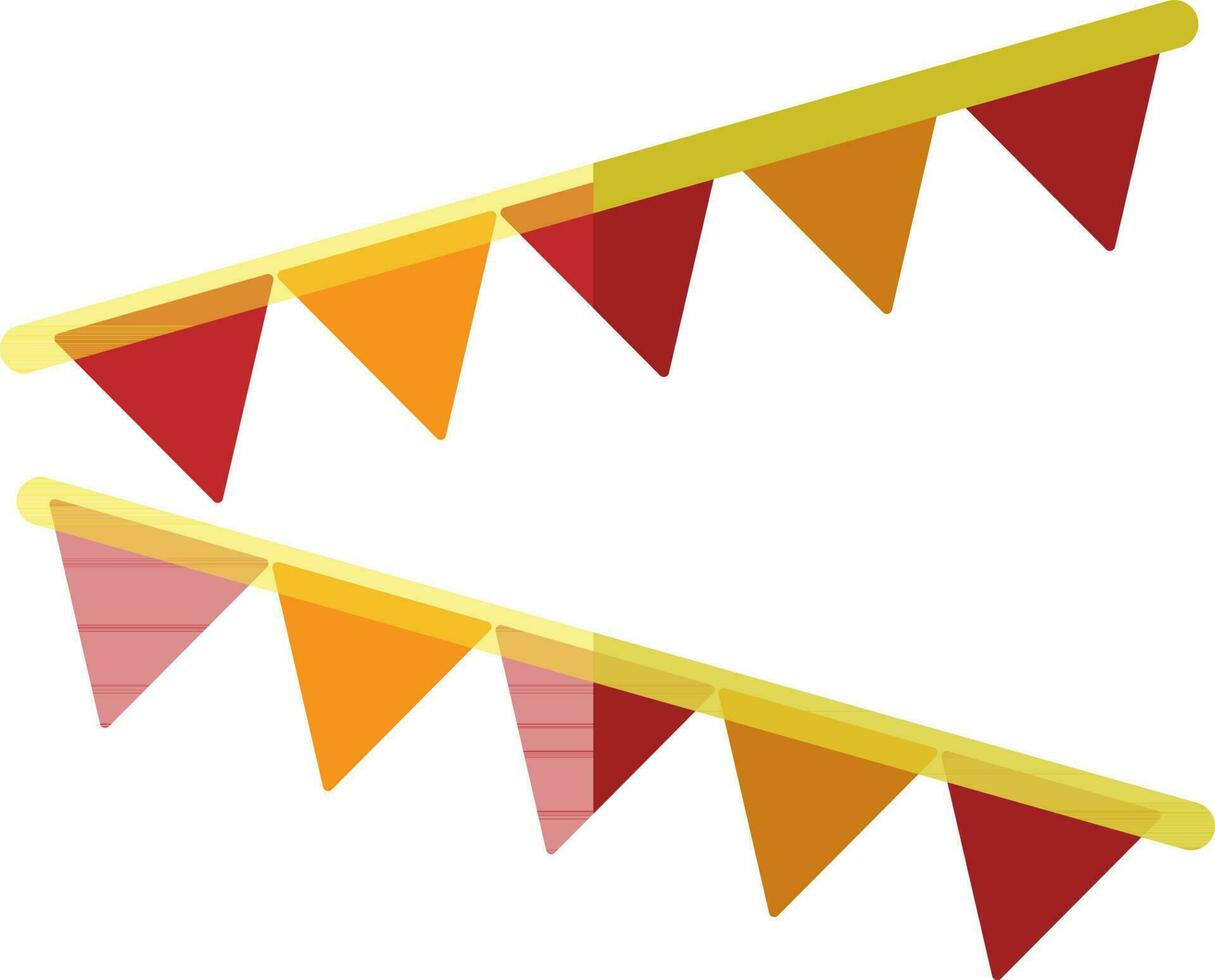 Bunting flags in yellow, red and orange color. vector