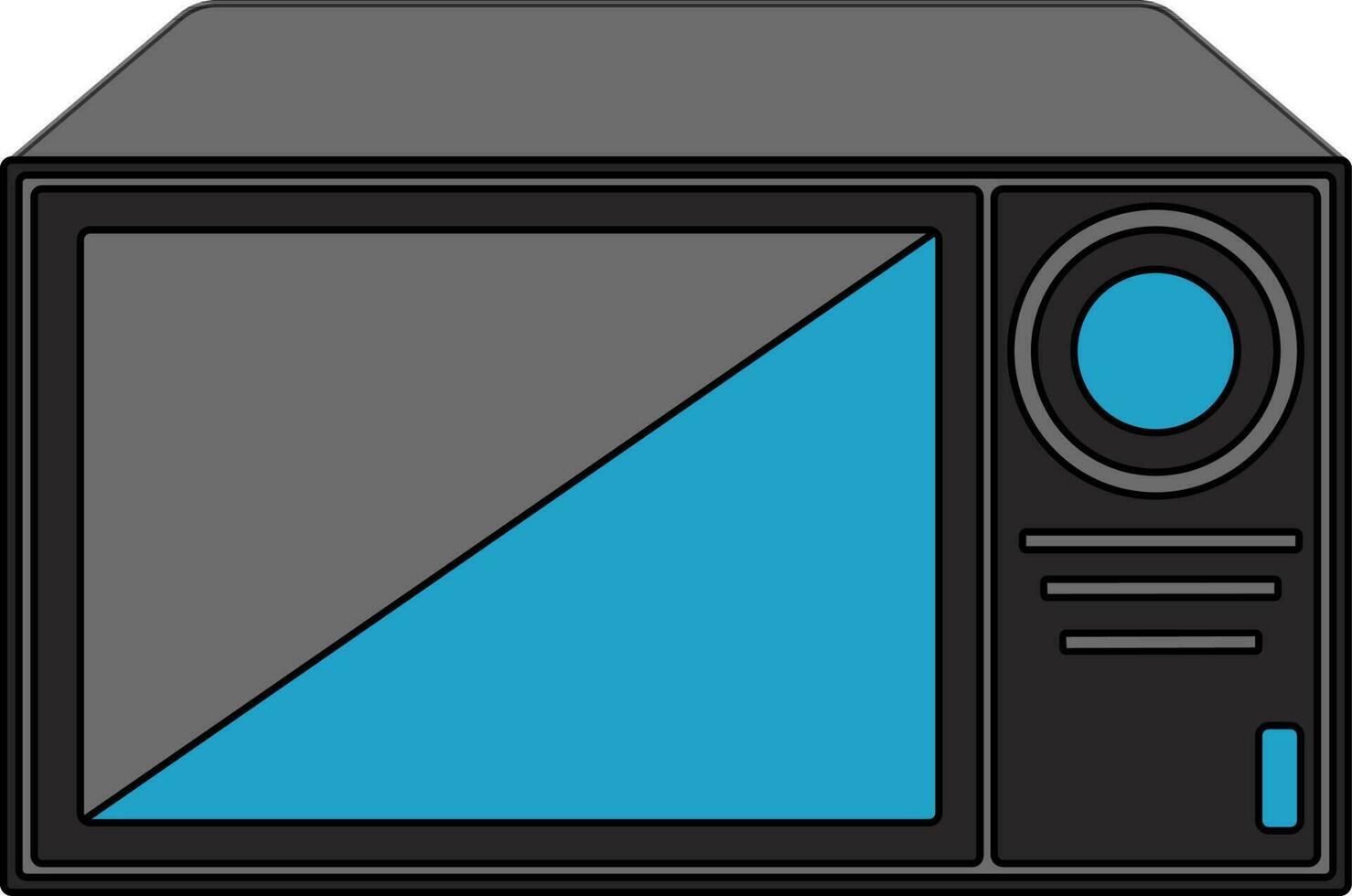 Grey and blue microwave in flat style. vector