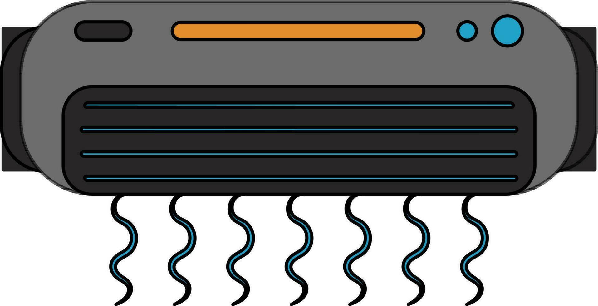 Grey and blue air conditioner. vector