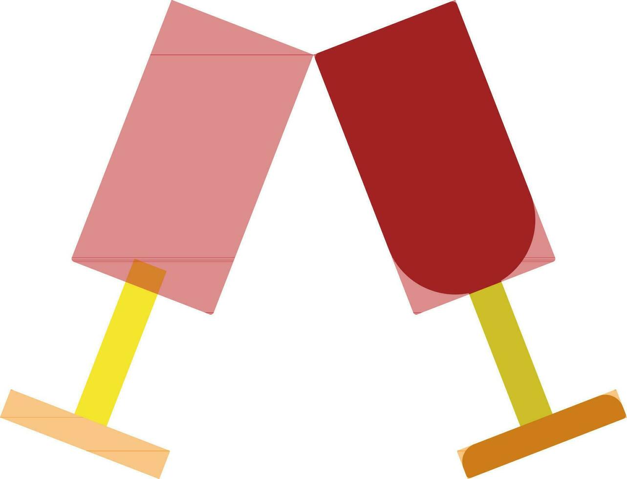 Cocktail glass in red and yellow color. vector