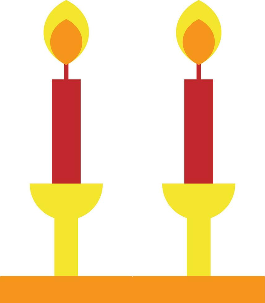 Red and yellow candles stand. vector